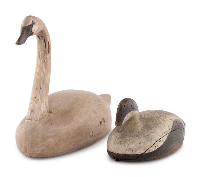 A Swan and a Black Head Goose Decoy Figure (1 of 2)
