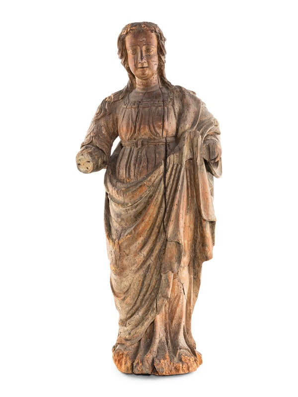 A Continental Carved and Painted Wood Figure of St. Mary (1 of 4)