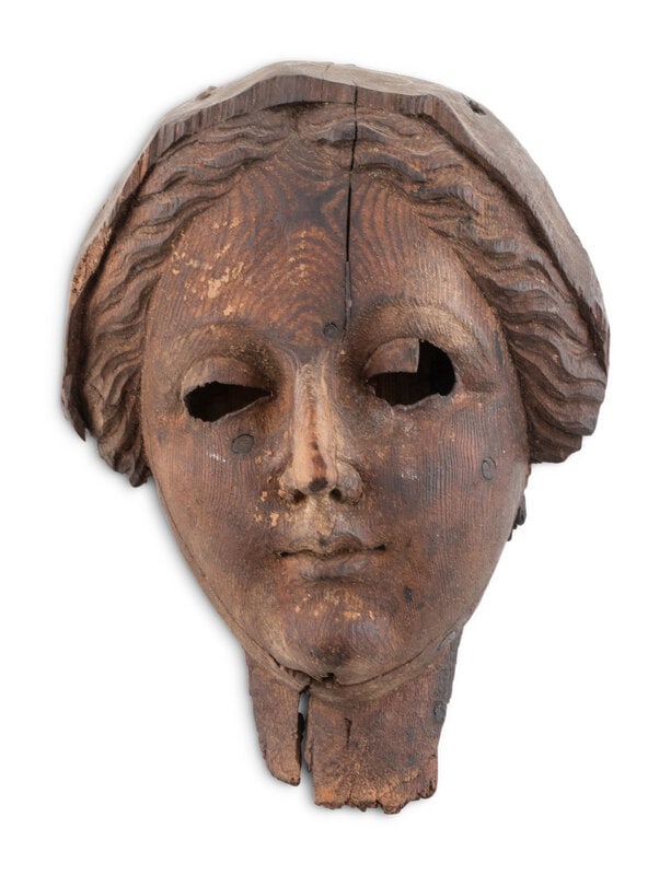 A Continental Carved Pine Maiden's Mask (1 of 2)