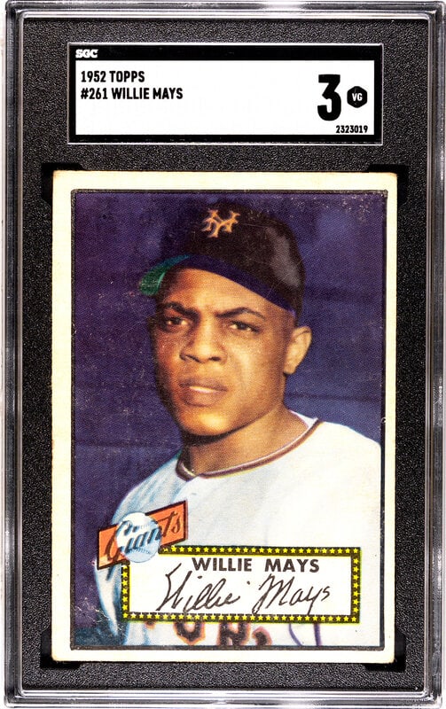 A 1952 Topps Willie Mays Rookie Baseball Card No. 261 (SGC 3 VERY GOOD) (1 of 2)