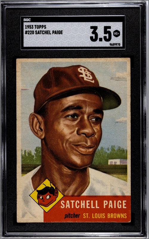 A 1953 Topps Satchel Paige Baseball Card No. 220 (SGC 3.5 VG+) (1 of 2)