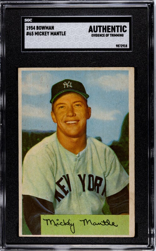 A 1954 Bowman Mickey Mantle Baseball Card (SGC Authentic) (1 of 2)
