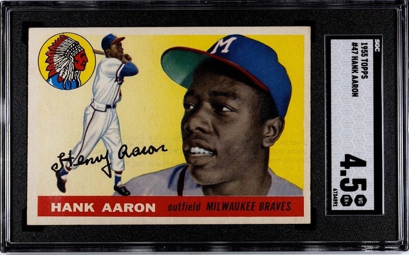 A 1955 Topps Hank Aaron Baseball Card No. 47 (SGC 4.5 VG-EX+) (1 of 2)