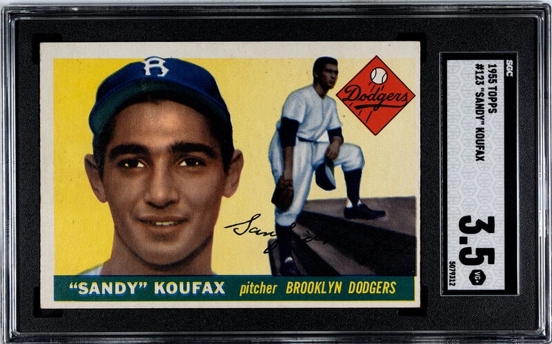 A 1955 Topps Sandy Koufax Rookie Baseball Card (SGC 3.5 VG+) (1 of 2)