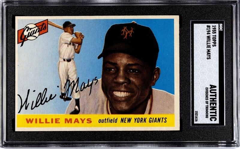 A Group of 1955 Topps Willie Mays and Ted Williams Baseball Cards No. 194 (SGC Authentic) (1 of 4)