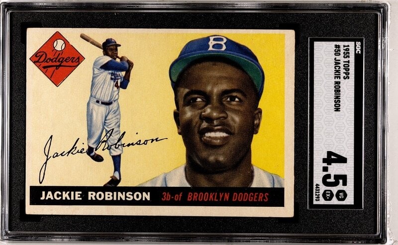 A 1955 Topps Jackie Robinson Baseball Card No. 50 (SGC 4.5 VG-EX+) (1 of 2)