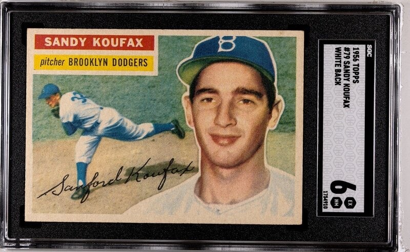 A 1956 Topps Sandy Koufax Baseball Card No. 79 White Back (SGC 6 EX-NM) (1 of 2)