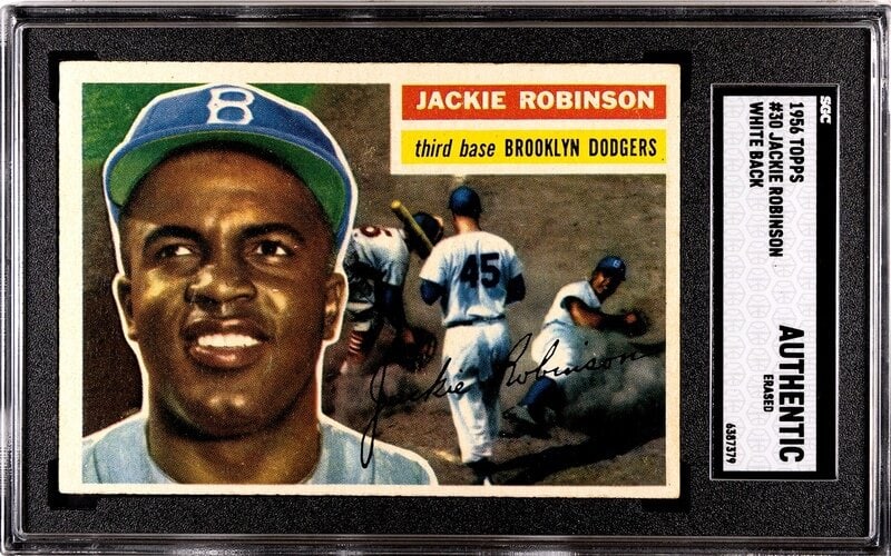 A Group of 1956 Topps Jackie Robinson and Ted Williams Baseball Cards (1 of 4)