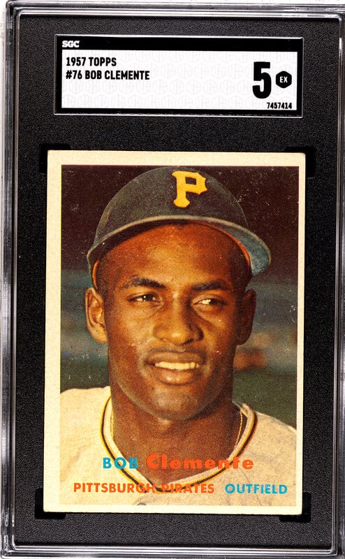 A 1957 Topps Roberto Clemente Baseball Card No. 76 (SGC 5 EX) (1 of 2)