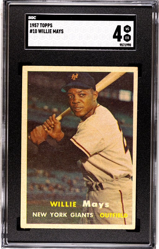 A 1957 Topps Willie Mays Baseball Card No. 10 (SGC 4 VG-EX) (1 of 2)