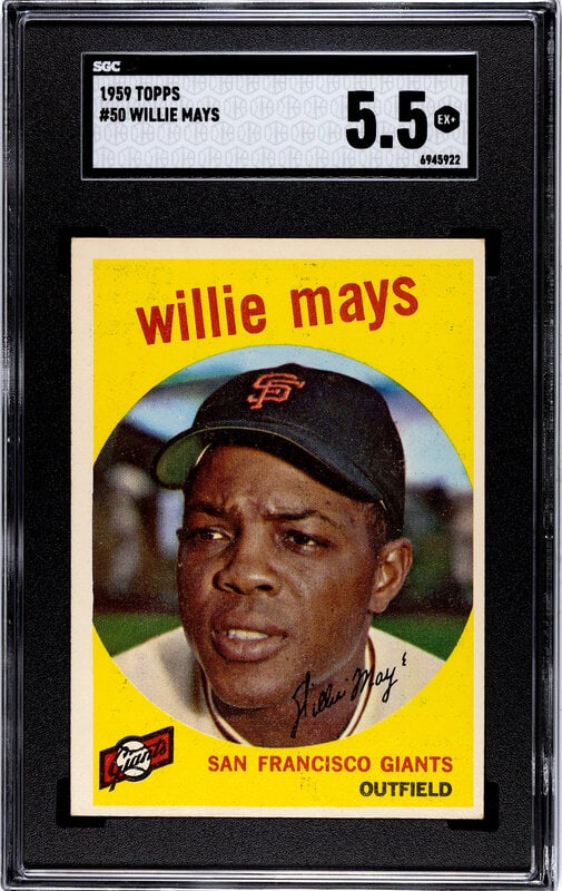 A 1959 Topps Willie Mays Baseball Card No. 50 (SGC 5.5 EX+) (1 of 2)