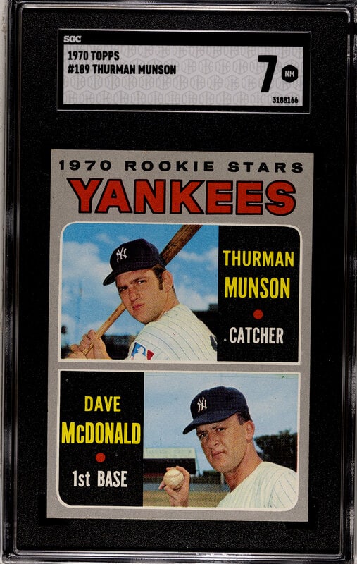 A 1970 Topps Thurman Munson Rookie Baseball Card No. 189 (SGC 7 NM) (1 of 2)