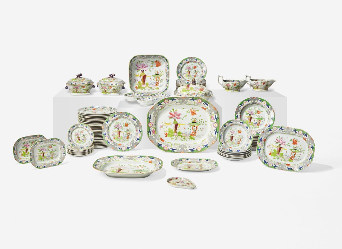 An Early Mason's Polychrome Decorated Ironstone Dinner Service (1 of 3)
