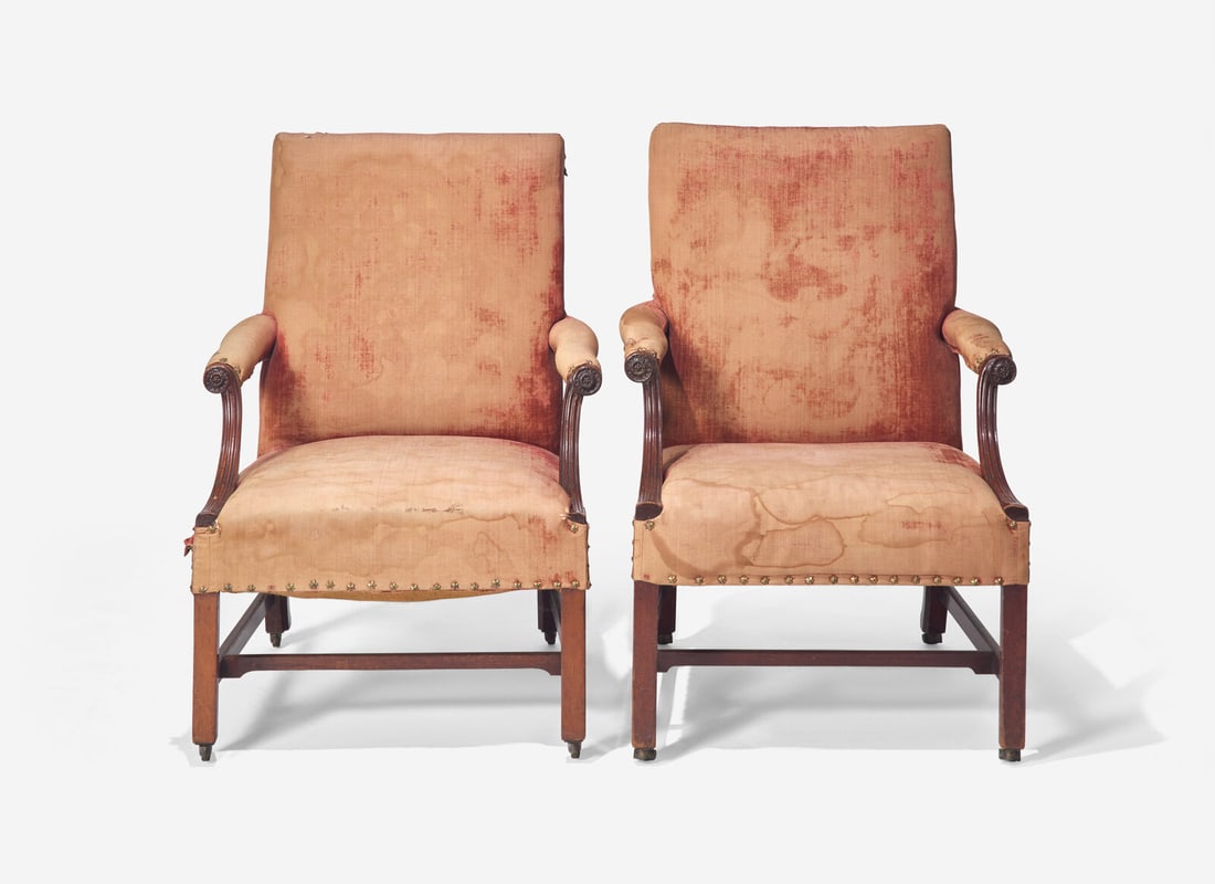A Near Pair of George III Mahogany Library Armchairs (1 of 5)