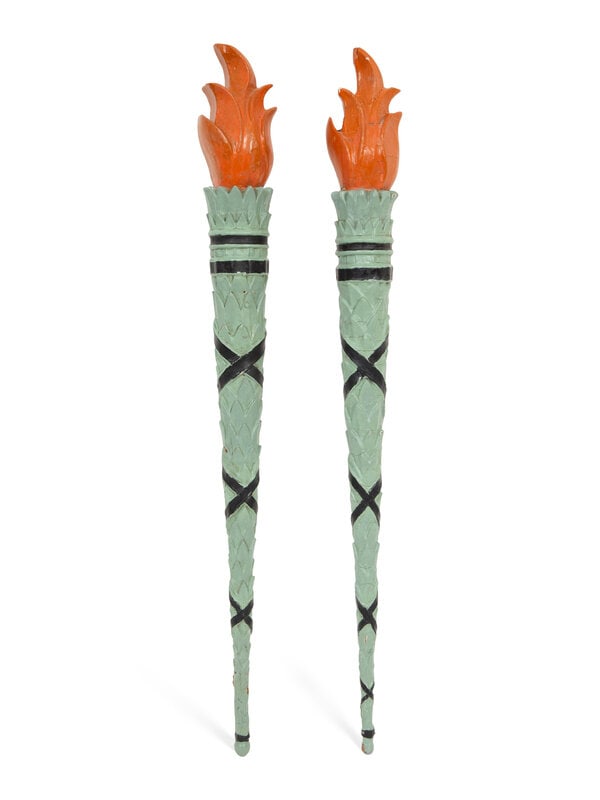A Pair of Continental Carved and Painted Torch Wall Ornaments (1 of 10)