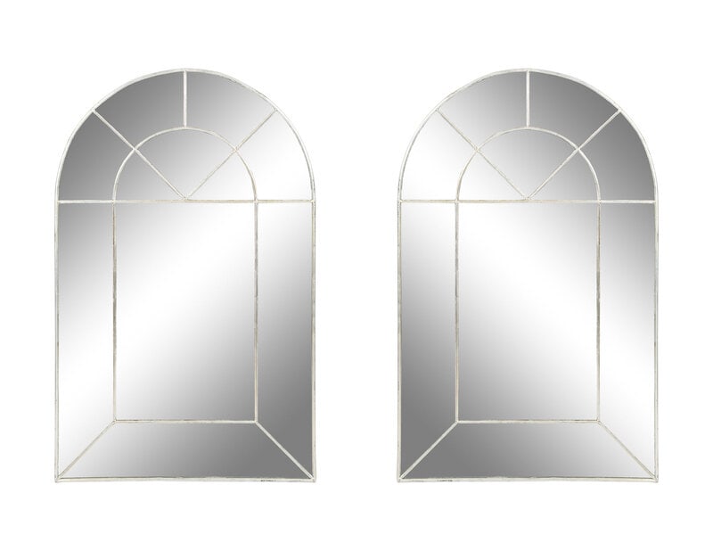 A Pair of Carol Canner for Carver's Guild Colonial Arch Silver Gilt Metal Framed Mirrors  (1 of 10)