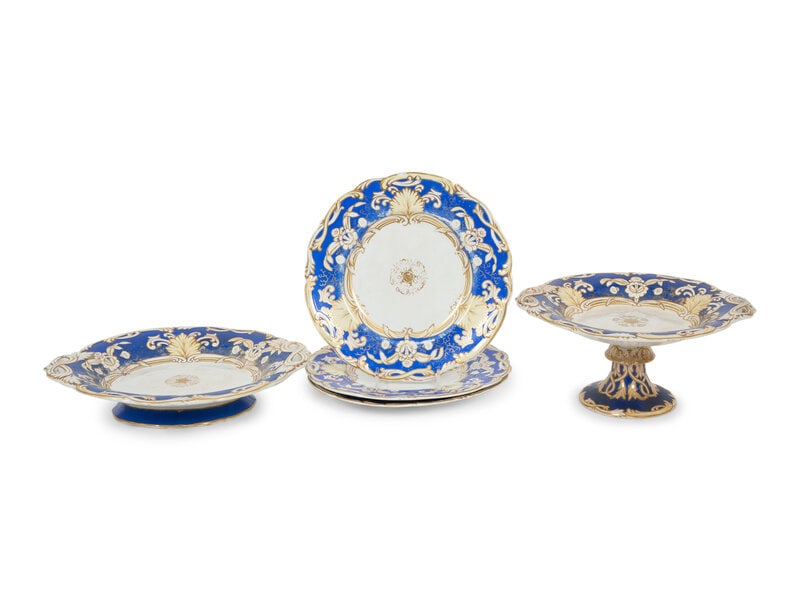 An English Blue-Rimmed Porcelain Dessert Service (1 of 12)