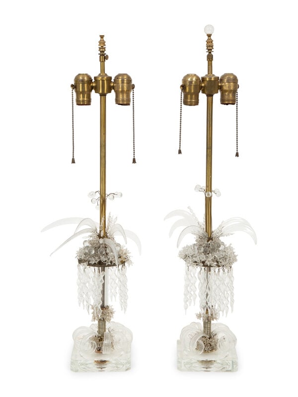 A Pair of Venetian Style Table Lamps with Blown Glass Prisms (1 of 9)