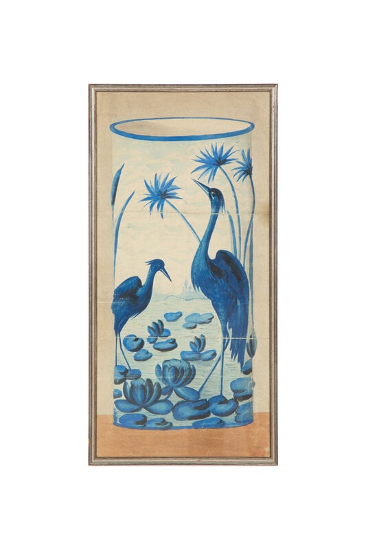 A Framed Gouache Illustration for a Porcelain Vase or Stick Stand (1 of 11)