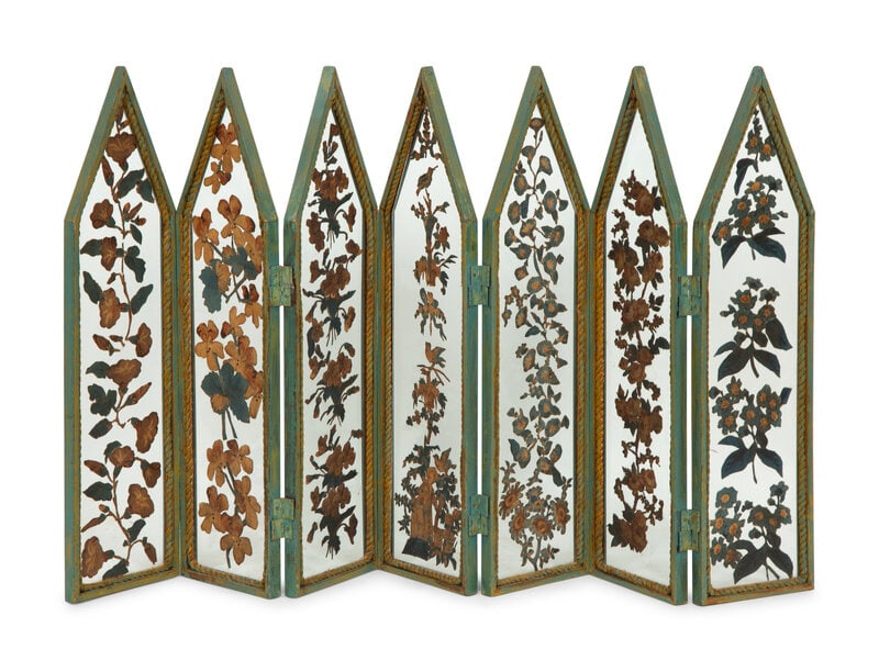 A Green-Painted and Glass Six-Panel Small Table Screen (1 of 11)