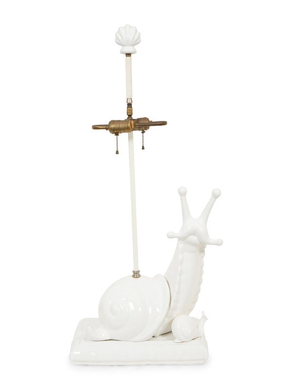 A White-Glazed Ceramic Snail-Form Table Lamp (1 of 10)