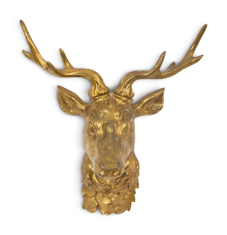 A Gilt Cast Bronze Stag Head Mount Auction
