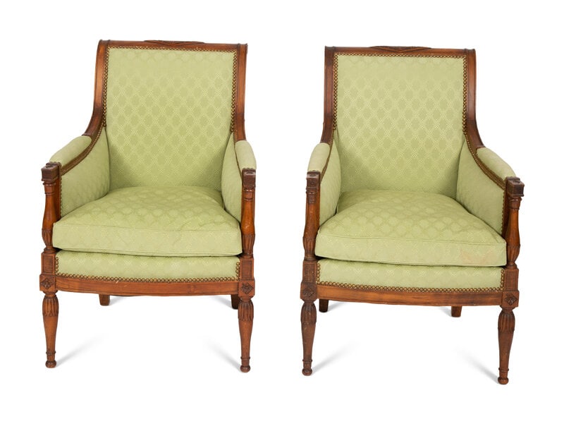 A Pair of Directoire Style Mahogany Bergeres (1 of 5)
