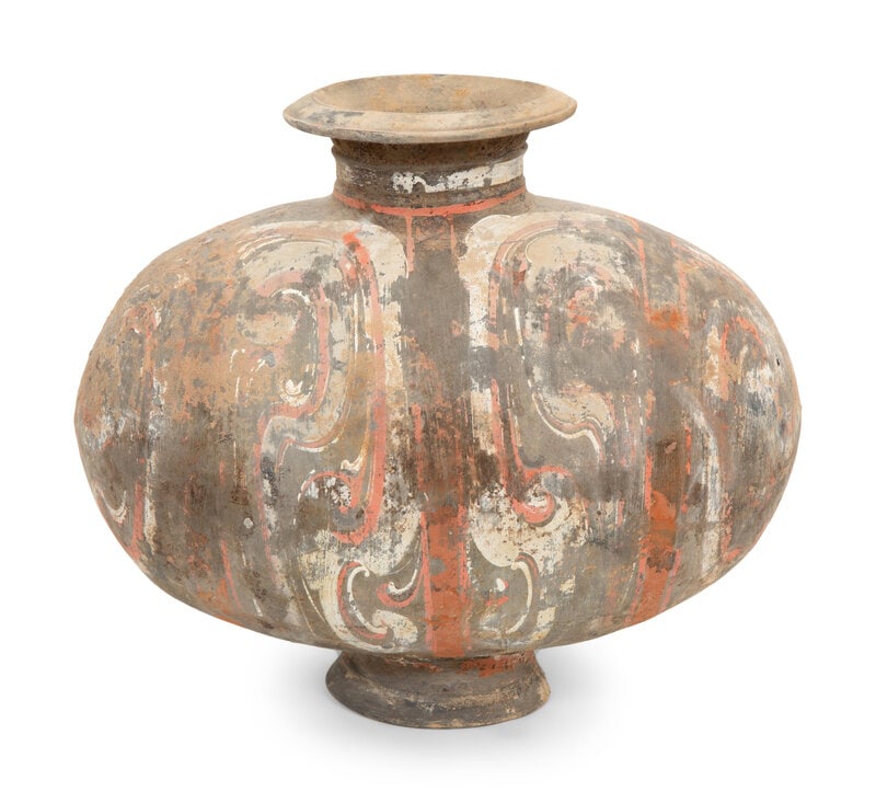 A Han Style Pottery Cocoon Vase (1 of 5)