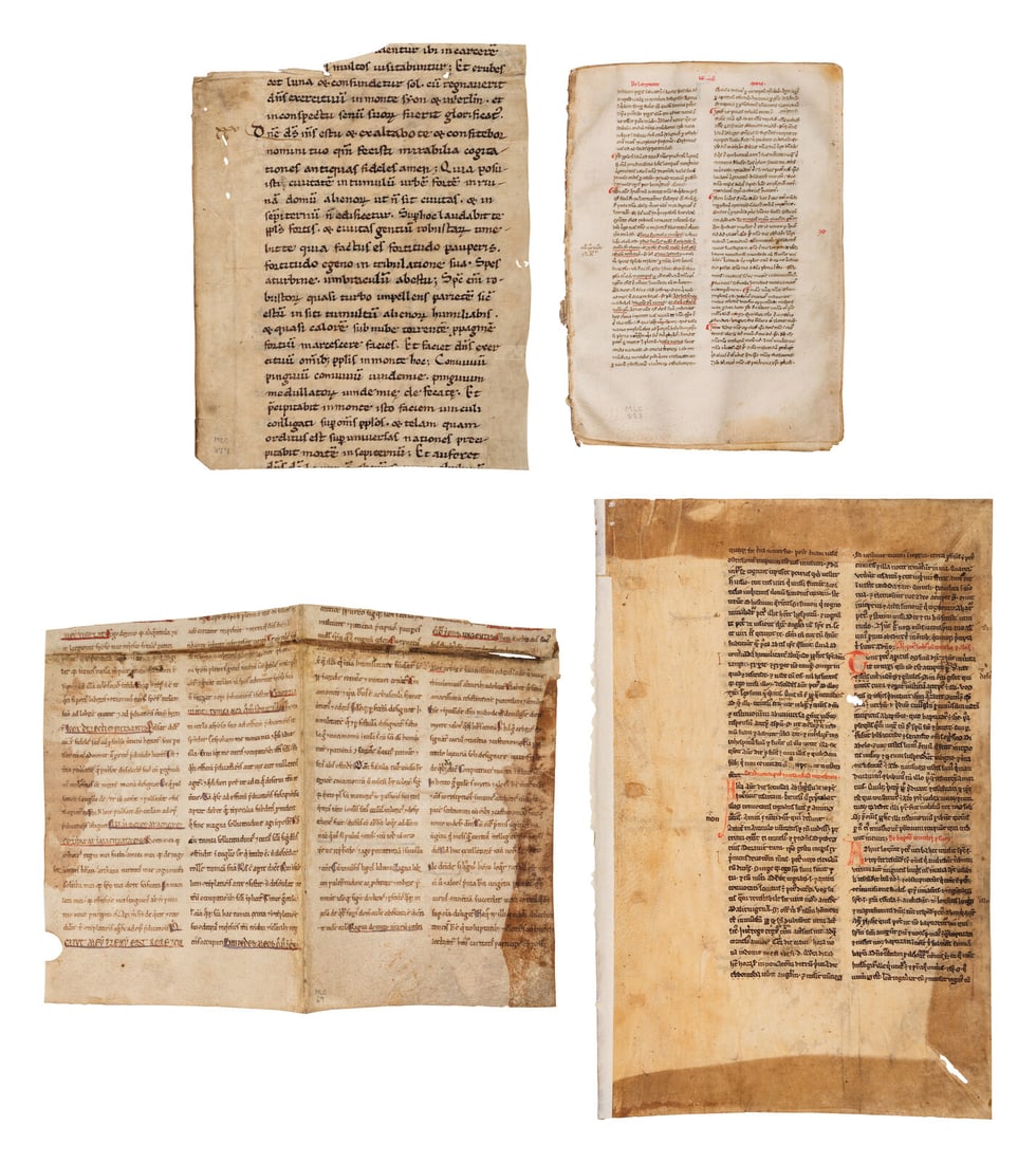 Collection of leaves, bifolia, and quires from English, German, and Italian manuscripts of the 12th (1 of 2)