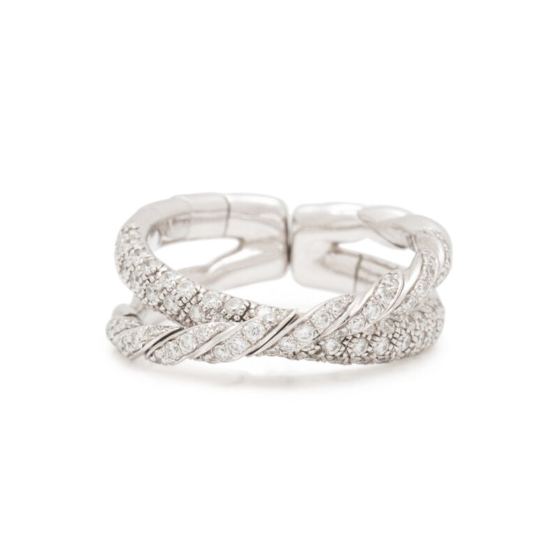 DAVID YURMAN, WHITE GOLD AND DIAMOND 'SCULPTED CABLE FLEX TWO ROW' RING (1 of 3)