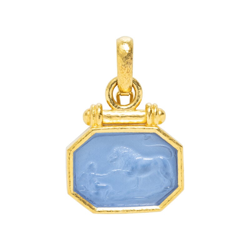 ELIZABETH LOCKE, YELLOW GOLD AND VENETIAN GLASS INTAGLIO PENDANT (1 of 2)