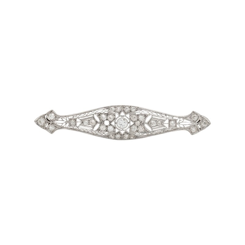 PLATINUM AND DIAMOND BAR BROOCH (1 of 2)