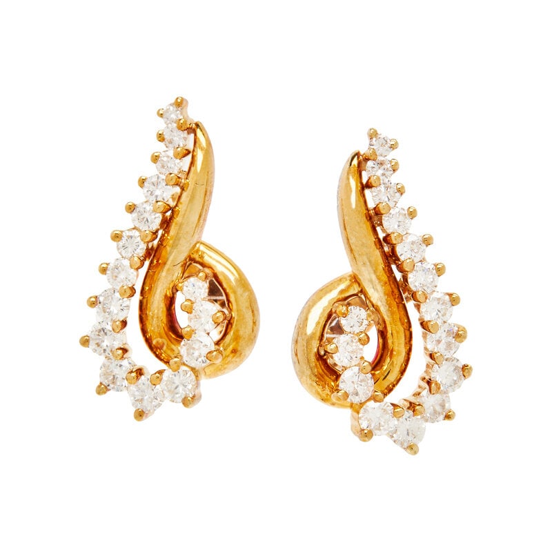 JOSE HESS, YELLOW GOLD AND DIAMOND EARRINGS (1 of 2)