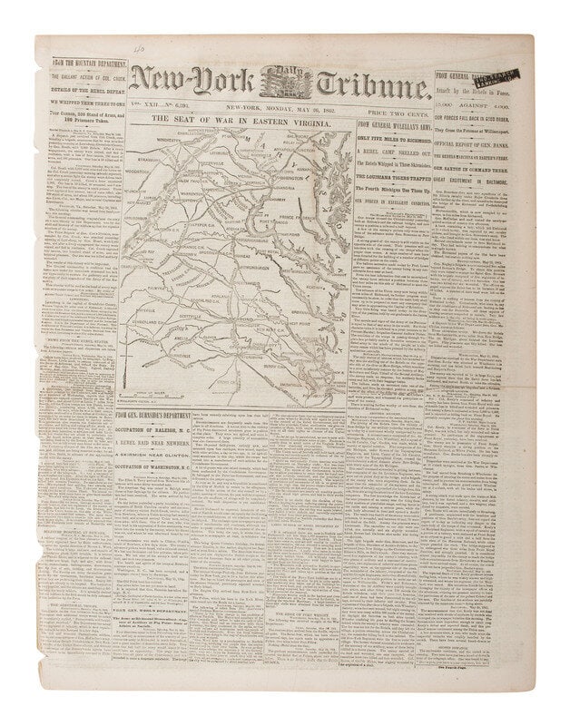 [CIVIL WAR]. Collection of illustrated war-date newspapers, maps, prints, and correspondence. : [CIVIL WAR]. Collection of illustrated war-date newspapers, maps, prints, and correspondence. A collection comprised of the following: More than 50 newspapers printed during the Civil War, containing 