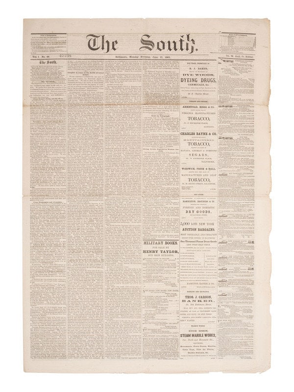 [CIVIL WAR]. A group of Civil War-era newspapers, comprising: (1 of 5)