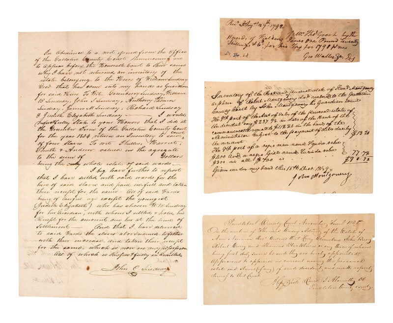 [ENSLAVEMENT & ABOLITION]. 4 documents related to enslaved persons, most from Kentucky. (1 of 2)
