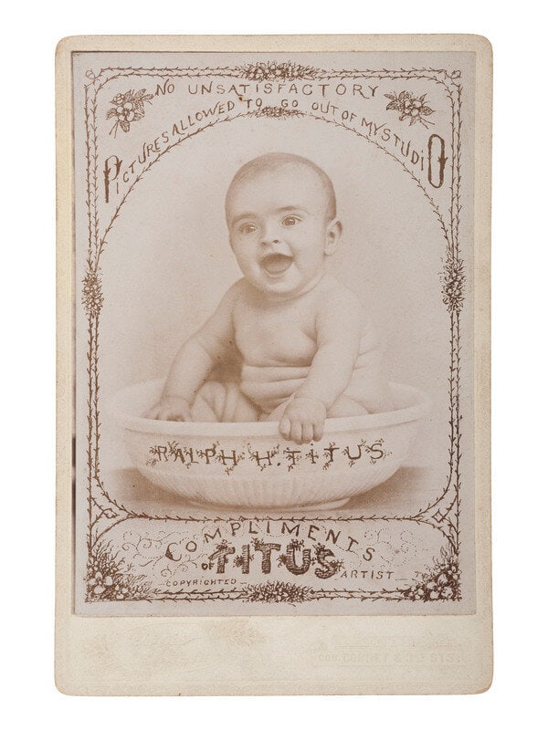 [EARLY PHOTOGRAPHY]. 4 promotional cabinet cards featuring portraits of children.  (1 of 8)