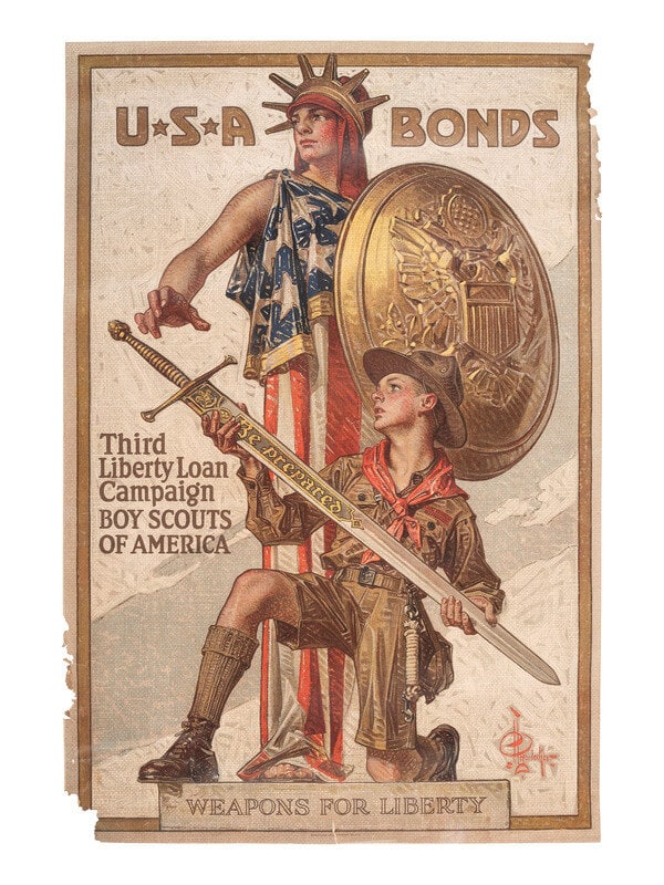 [AMERICANA]. LEYENDECKER, Joseph. USA Bonds. Third Liberty Loan Campaign. Boy Scouts of America.  (1 of 2)