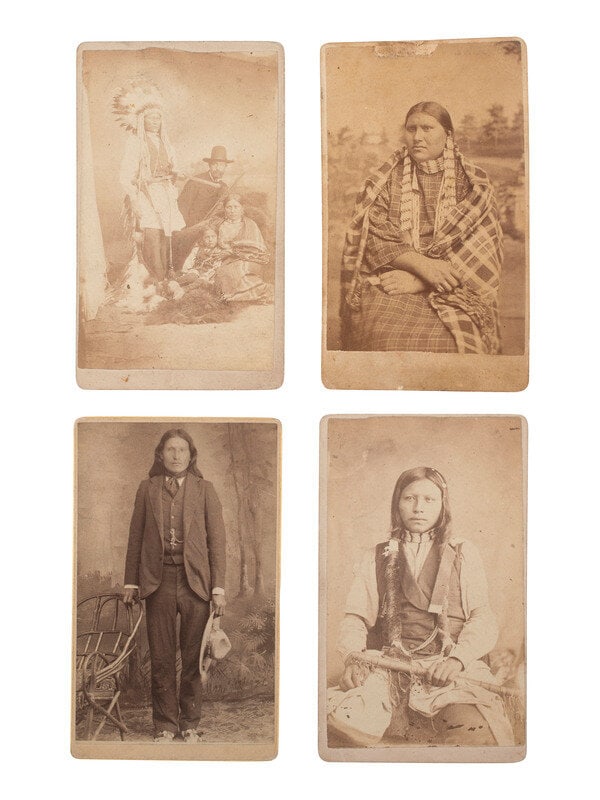 [NATIVE AMERICANS]. 4 CDVs, incl. Sioux and Cheyenne subjects. (1 of 2)