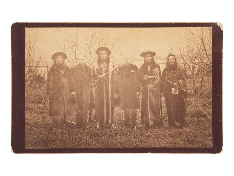 [NATIVE AMERICANS] Boudoir card of 1887 Coeur D'Alene Treaty Delegation. Missoula, MT: H.B. Calfee.  (1 of 2)