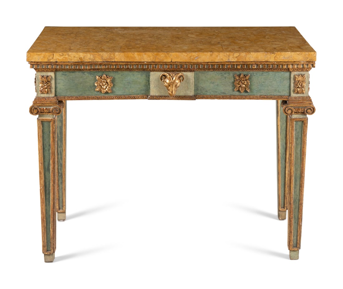 An Italian Painted and Parcel Gilt Console Table (1 of 5)