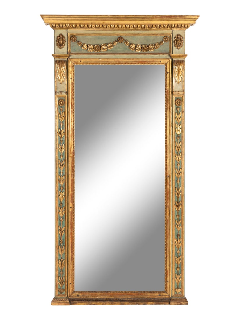 An Italian Neoclassical Painted and Parcel Gilt Pier Mirror (1 of 3)
