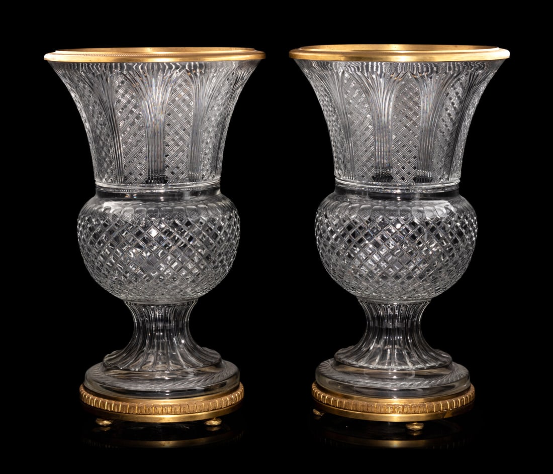 A Pair of Gilt Bronze Mounted Cut Glass Urns (1 of 4)