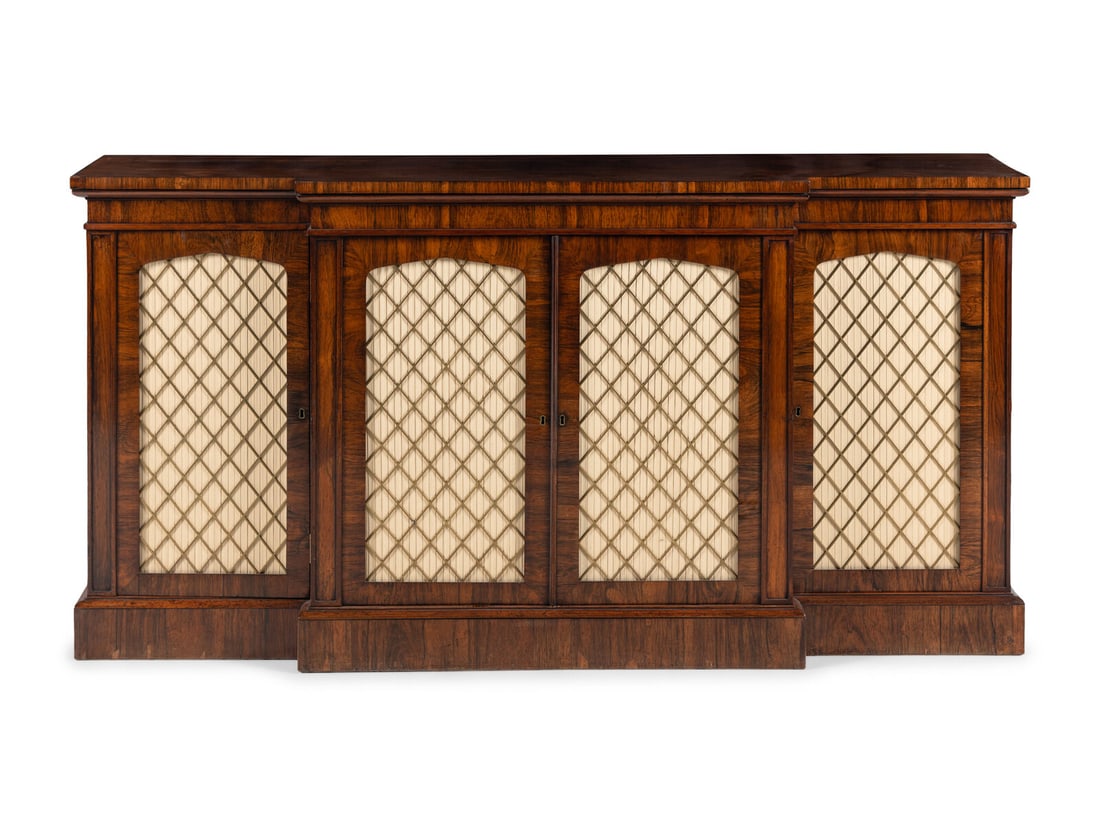 A Regency Rosewood Breakfront Console Cabinet (1 of 8)