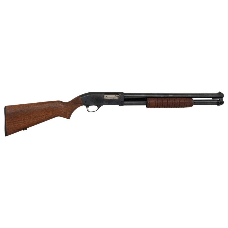 **Hi-Standard Model 18-7 K-1200 Slide Action Riot Shotgun: **Hi-Standard Model 18-7 K-1200 Slide Action Riot Shotgun 12 gauge. 18" barrel length. Cylinder choke. SN: NSN. Blued metal finish to barrel and magazine with Parkerized finish to top of frame. Two pi