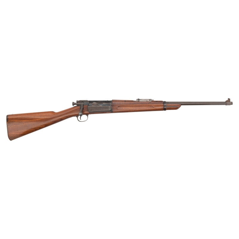 **Refurbished U.S. Springfield Model 1898/99 Carbine : **Refurbished U.S. Springfield Model 1898/99 Carbine Manufactured 1899 .30-40 Krag. 22" barrel length. SN: 147112. Blued metal finish to barrel and case hardened finish to frame. Walnut stock has a pl