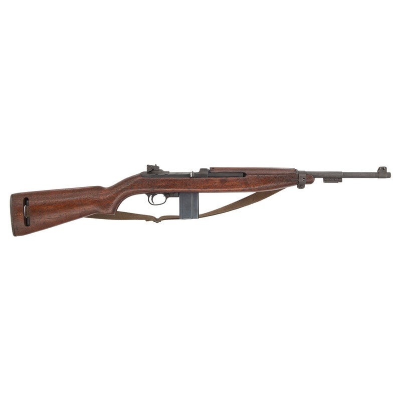 **Underwood U.S. M1 Carbine: **Underwood U.S. M1 Carbine World War II .30 Carbine. 18" barrel. SN: 2393912. Parkerized finish, low wood oval cut walnut stock and two-rivet handguard. Rebuilt semi-automatic magazine fed military c