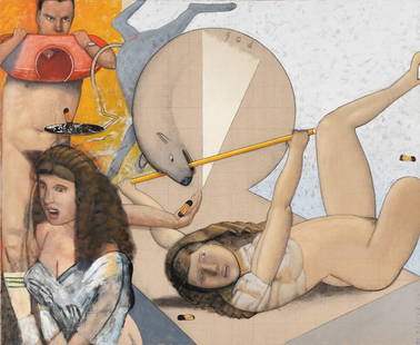 Pat Andrea (Dutch, b. 1942) Untitled, 1985: Pat Andrea (Dutch, b. 1942) Untitled, 1985 mixed media on canvas signed Pat Andrea and dated (lower right) 62 1/2 x 79 inches. Provenance: Sold: Hindman, May 21, 2020, Lot 15