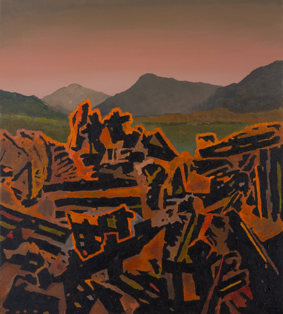 Ronald Ginzel (American, 1921-2021) Confracture #9: Ronald Ginzel (American, 1921-2021) Confracture #9 oil on canvas 30 1/2 x 27 inches.