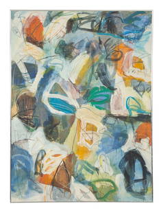 Jan Voss (German, b. 1936) Untitled, 1989: Jan Voss (German, b. 1936) Untitled, 1989 acrylic, charcoal and colored crayons on canvas signed Voss and dated (lower right) 51 x 37 3/4 inches. This lot is located in Palm Beach. Note to the buyer:
